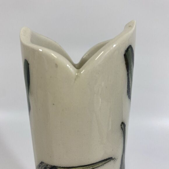 Nancy Salamon Clay Born Pottery Whimsical Art Pottery vase Hand Painted Crane - Picture 12 of 15